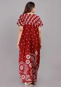 Fancy Maroon Cotton Nighty For Women-thumb1