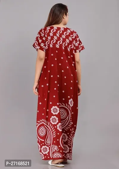 Fancy Maroon Cotton Nighty For Women-thumb2