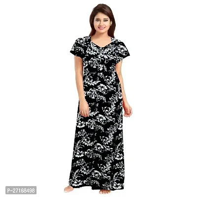 Fancy Black Cotton Nighty For Women-thumb0