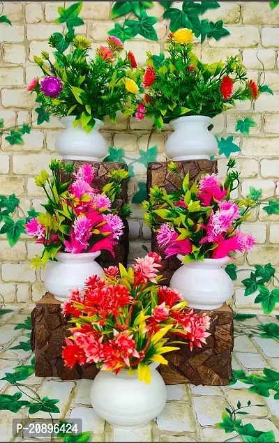 Artificial Flower Multicolor With Pot For Home ,Office And Garden Decor Pack of 5