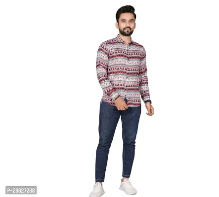 Stylish Multicoloured Cotton Blend Printed Casual Shirt For Men