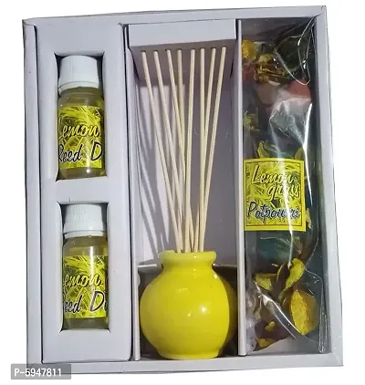 Home Decor Ceramic Reed Diffuser with Potpourri, Lemon Grass - Home Spray, Fragrances Oil 60 ml