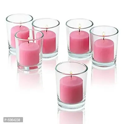 Rose Fragrance Wax Votive Candles, Burning Time Approx 5 Hours Each- Set of 6 without Glass only Candles-thumb0