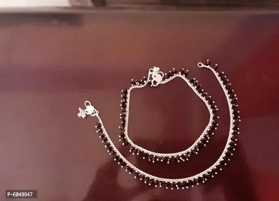 Beads Studded Silver Anklet for Women/Girls hellip;-thumb2