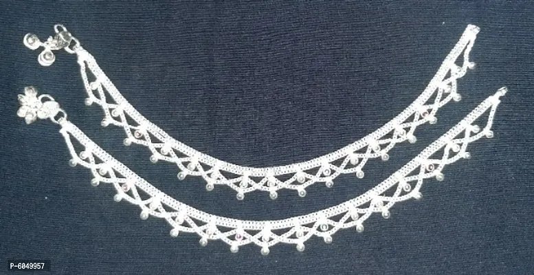 Beads Studded Silver Anklet for Women/Girls hellip;