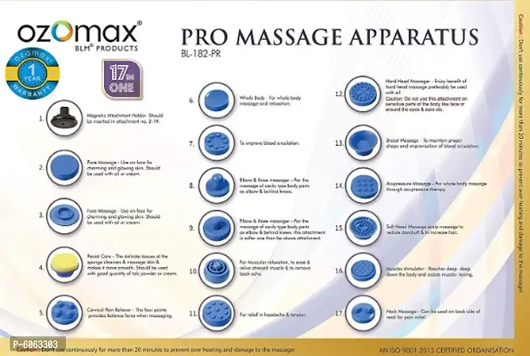 Ozomax BL-182-PR Pro Massage Apparatus with 17 Attachments (White)-thumb4
