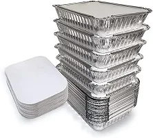 SWASTHA HYGIENE (250ml - 20 pcs) Aluminium Silver Foil Container, Food Storage Disposable Containers with Lid for Kitchen, Party Events and Catering-thumb1