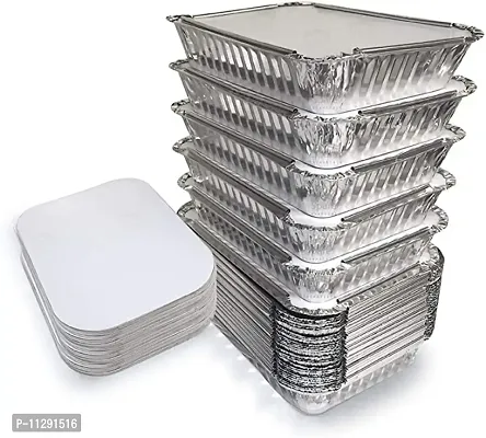 SWASTHA HYGIENE (250ml - 20 pcs) Aluminium Silver Foil Container, Food Storage Disposable Containers with Lid for Kitchen, Party Events and Catering-thumb2