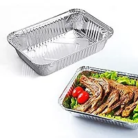 SWASTHA HYGIENE (450ml - 20 pcs) Aluminium Silver Foil Container, Food Storage Disposable Containers with Lid for Kitchen, Party Events and Catering-thumb1