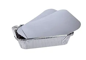 SWASTHA HYGIENE (250ml - 20 pcs) Aluminium Silver Foil Container, Food Storage Disposable Containers with Lid for Kitchen, Party Events and Catering-thumb2