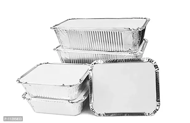 SWASTHA HYGIENE (450ml - 20 pcs) Aluminium Silver Foil Container, Food Storage Disposable Containers with Lid for Kitchen, Party Events and Catering