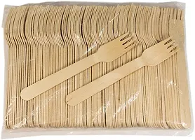 SWASTHA HYGIENE? 100% Biodegradable Disposable Wood Spoons and Forks Set for Dining Table (Pack of 200 || 100 Spoons + 100 Forks)-thumb2