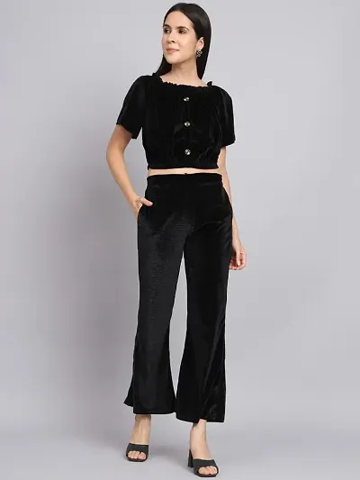 Velvet Top Bottom Sets Co-ord Set For Women