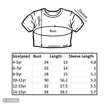 Girl's T-Shirt (CROP-01_Multicolor_10 Years-11 Years)-thumb5