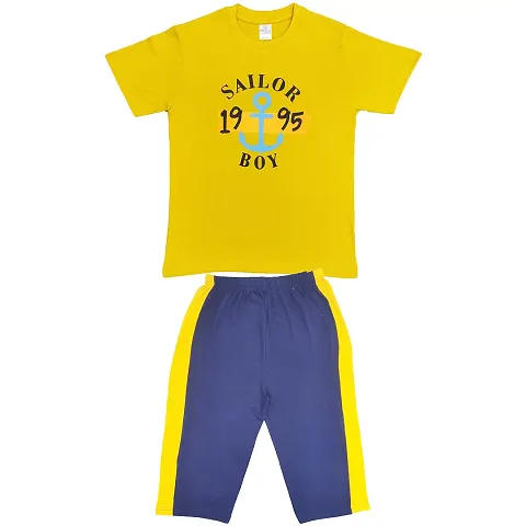 APN Big Boys Half Sleeve 3/4th Set Dress (13-14YEARS, YELLOW)