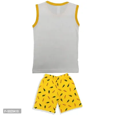 APN UNISEX SLEEVELESS T-SHIRT&SHORTS SET DRESS (18-24 MONTHS, YELLOW)-thumb2