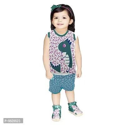 APN UNISEX SLEEVELESS TSHIRT SHORTS SET DRESS (12-18 Months, GREEN)-thumb0