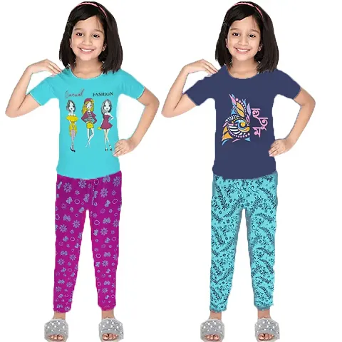 APN Girls Color PIJAYAMA T-Shirts& Pant Set