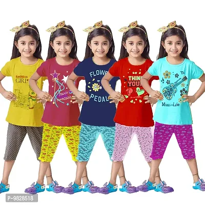 APN GIRLS COLOR CAPRI SET DRESS (9-10 Years, PACK OF 5)