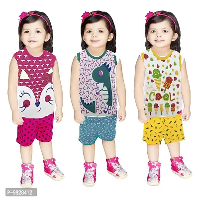 APN UNISEX SLEEVELESS T-SHIRT&SHORTS SET DRESS (12-18 MONTHS, MULTICOLOR)