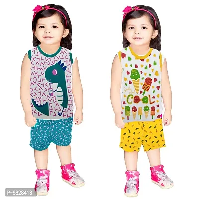 APN UNISEX SLEEVELESS T-SHIRT&SHORTS SET DRESS (3-4YEARS, PACK OF 2)