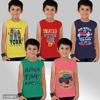 Multicoloured Cotton Printed Tees For boys