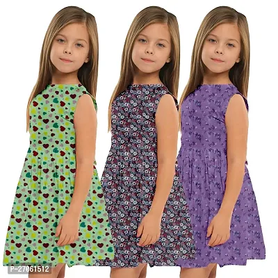 Girls sleeveless frocks cotton combo pack of 3-thumb0