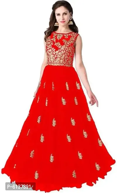 Stylish Net Embroidered Gown For Women-thumb0