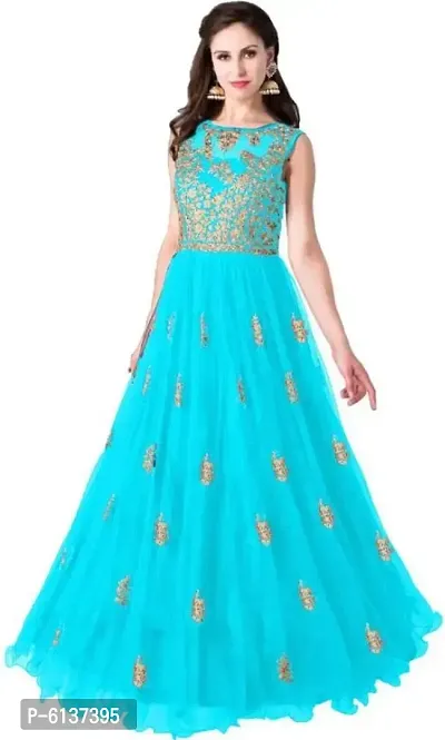 Stylish Net Embroidered Gown For Women