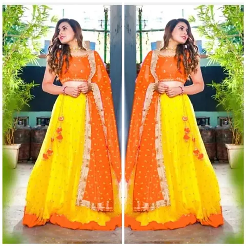 Classic Net Embroidered Lehenga Cholis for Women