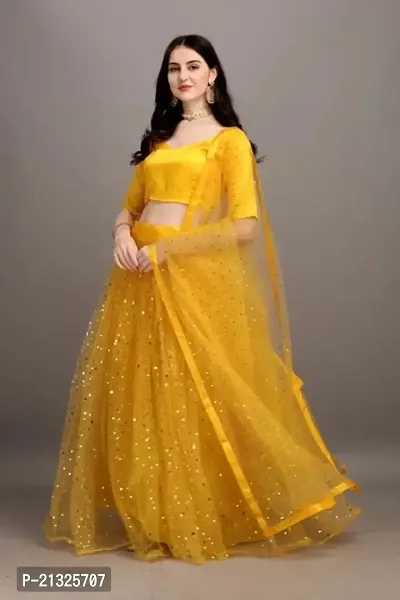 womens new yellow tikli  net  lehenga choli-thumb0