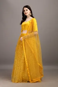 womens new yellow tikli  net  lehenga choli-thumb1