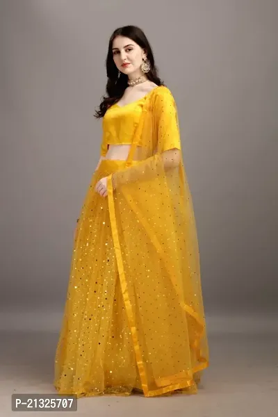 womens new yellow tikli  net  lehenga choli-thumb2