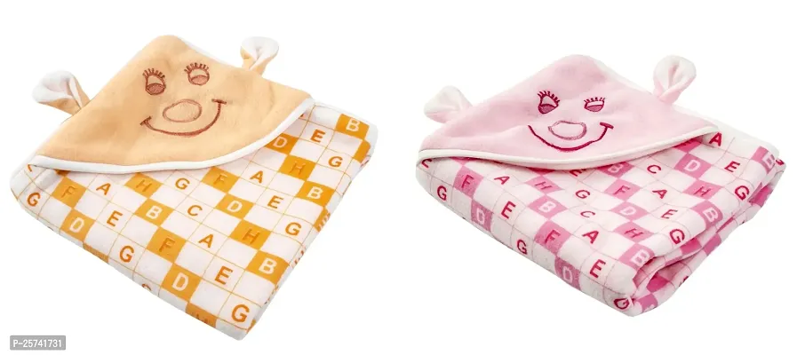 naughty baby Blanket Newborn Pack of Wearable Swaddle Wrapper Set of 2 for Baby Boys and Baby Girls, 0-6 Months Babies (Peach Pink)-thumb0