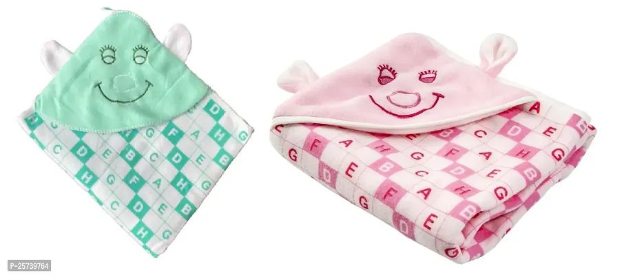 naughty baby Blanket Newborn Pack of Wearable Swaddle Wrapper Set of 2 for Baby Boys and Baby Girls, 0-6 Months Babies (Pink Green)-thumb0