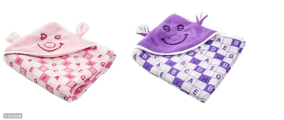 naughty baby Blanket Newborn Pack of Wearable Swaddle Wrapper Set of 2 for Baby Boys and Baby Girls, 0-6 Months Babies (Pink Purple)-thumb0