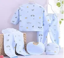 naughty babyloom Baby Winter Suit Set 5 Pieces For New Borns (Blue)-thumb1