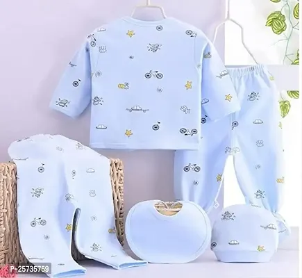 naughty babyloom Baby Winter Suit Set 5 Pieces For New Borns (Blue)-thumb2