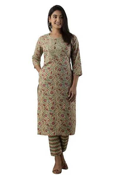 Tenor Trends Women's Straight Kurta With Pant (TNOR TRNDS 9-XXL, Multi-Coloured, XX-Large)