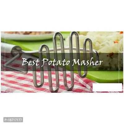 Oc9 Stainless Steel Wheel Pizza Cutter  2 Vegetable Masher/Pav Bhaji Masher/Potato Masher for Silver Kitchen Tool Set-thumb5