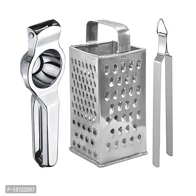 Oc9 Stainless Steel Lemon Squeezer/Hand Juicer  8 in 1 Grater/Slicer  Roti Chimta for Kitchen Tool Set