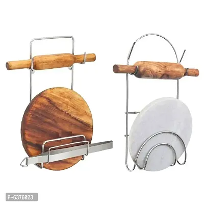 Useful Stainless Steel Chakla Belan Stand For Kitchen Pack Of 2