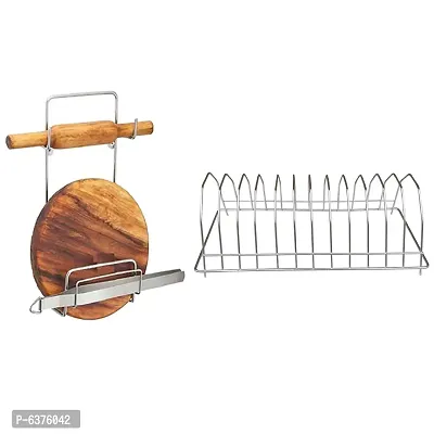 Useful Stainless Steel Chakla Belan Stand And Plate Stand / Dish Rack Steel For Kitchen-thumb0