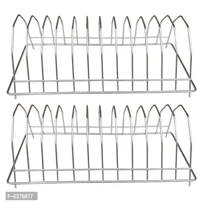 Useful Stainless Steel Plate Stand Dish Rack Steel Stand For Kitchen Pack Of 2