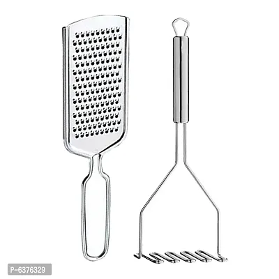 Useful Stainless Steel Cheese Grater And Potato Masher / Pav Bhaji Masher / Vegetable Masher For Kitchen-thumb0