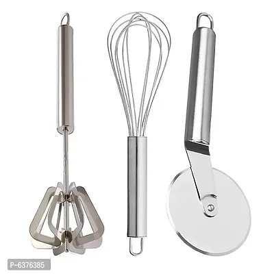 Useful Stainless Steel Hand Blender / Mathani And  Egg Whisk / Egg Beater And Pizza Cutter For Kitchen Tool Set