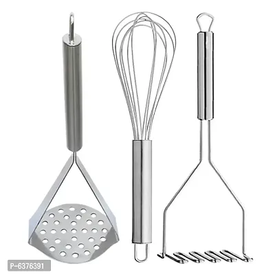 Useful Stainless Steel Egg Whisk / Egg Beater And Potato Masher / Pav Bhaji Masher / Vegetable Masher For Kitchen-thumb0