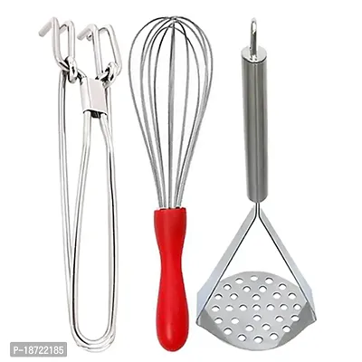 Oc9 Stainless Steel Utility Pakkad  Egg Whisk/Egg Beater  Potato Masher for Kitchen Tool Set (Design 18)