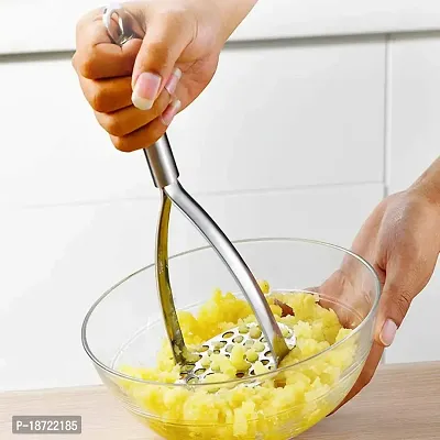 Oc9 Stainless Steel Utility Pakkad  Egg Whisk/Egg Beater  Potato Masher for Kitchen Tool Set (Design 18)-thumb4