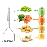 Oc9 Stainless Steel Mathani Hand Blender, Ravai  2 Vegetable Masher/Pav Bhaji Masher/Potato Masher Silver Kitchen Tool Set-thumb2